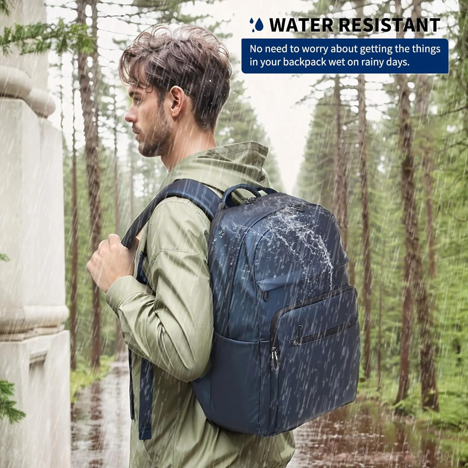 Travel Laptop Backpack, Anti-Theft Carry On Backpack, TSA-Approved Water-Resistant Rucksack for Work Men Women Fits 16 Inch Notebook, Blue