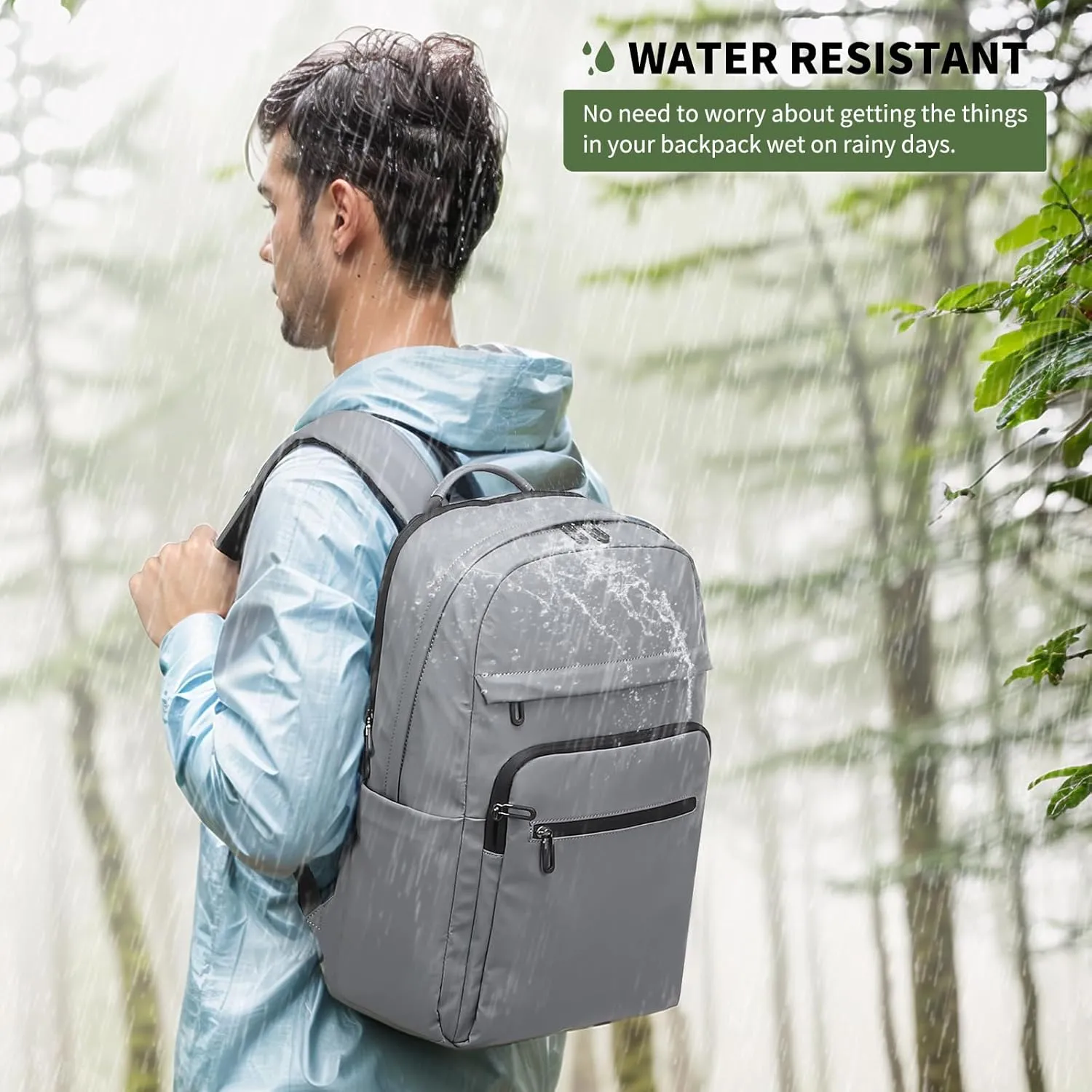 Travel Laptop Backpack, Anti-Theft Carry On Backpack, TSA-Approved Water-Resistant Rucksack for Work Men Women Fits 16 Inch Notebook, Grey
