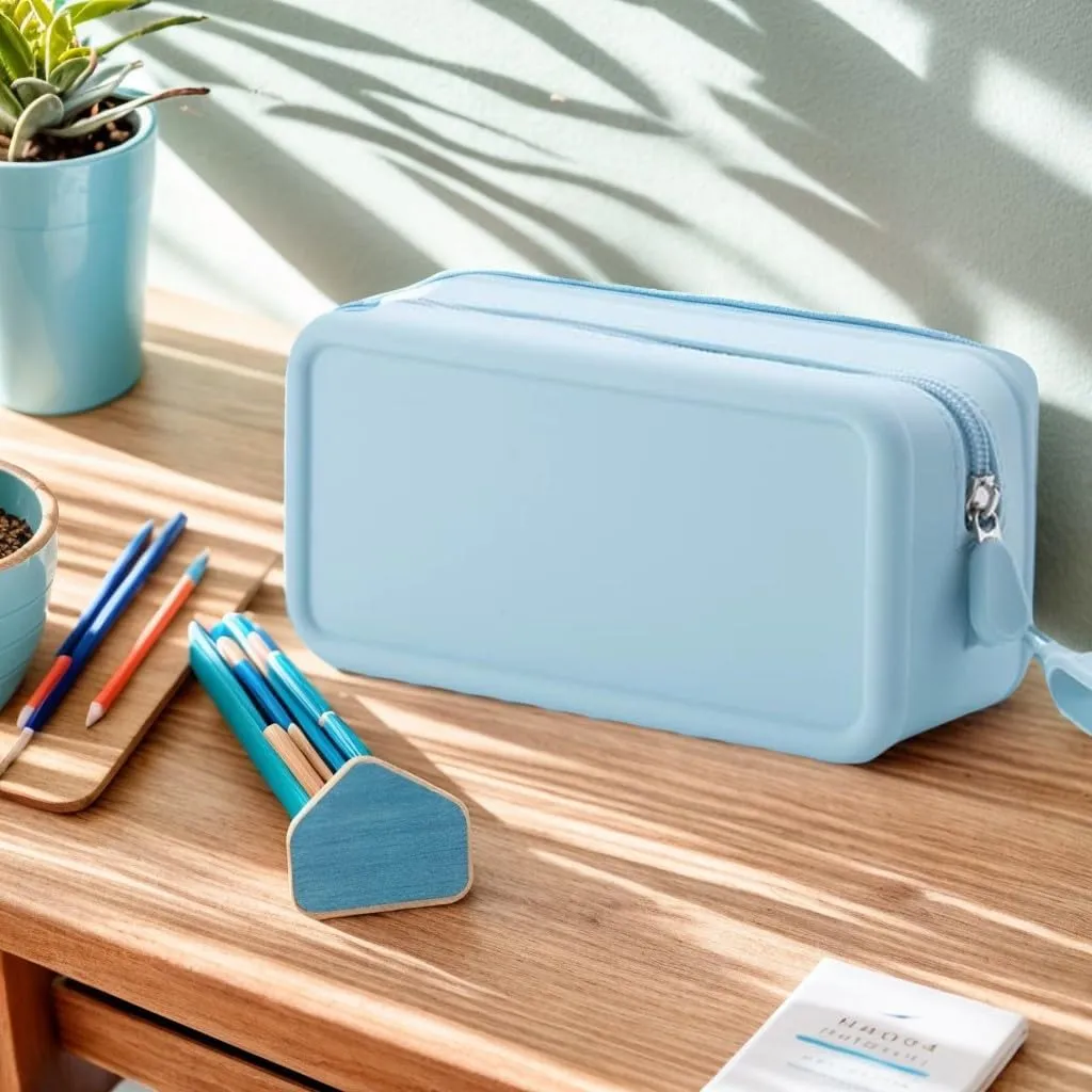 Travel Silicone Makeup Bag Toiletry Bag for Women and Men, Aesthetic Waterproof Cosmetic Pouch (Blue, L)