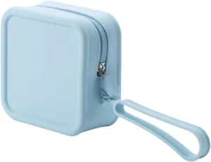 Travel Silicone Makeup Bag Toiletry Bag for Women and Men, Aesthetic Waterproof Cosmetic Pouch (Blue, M)