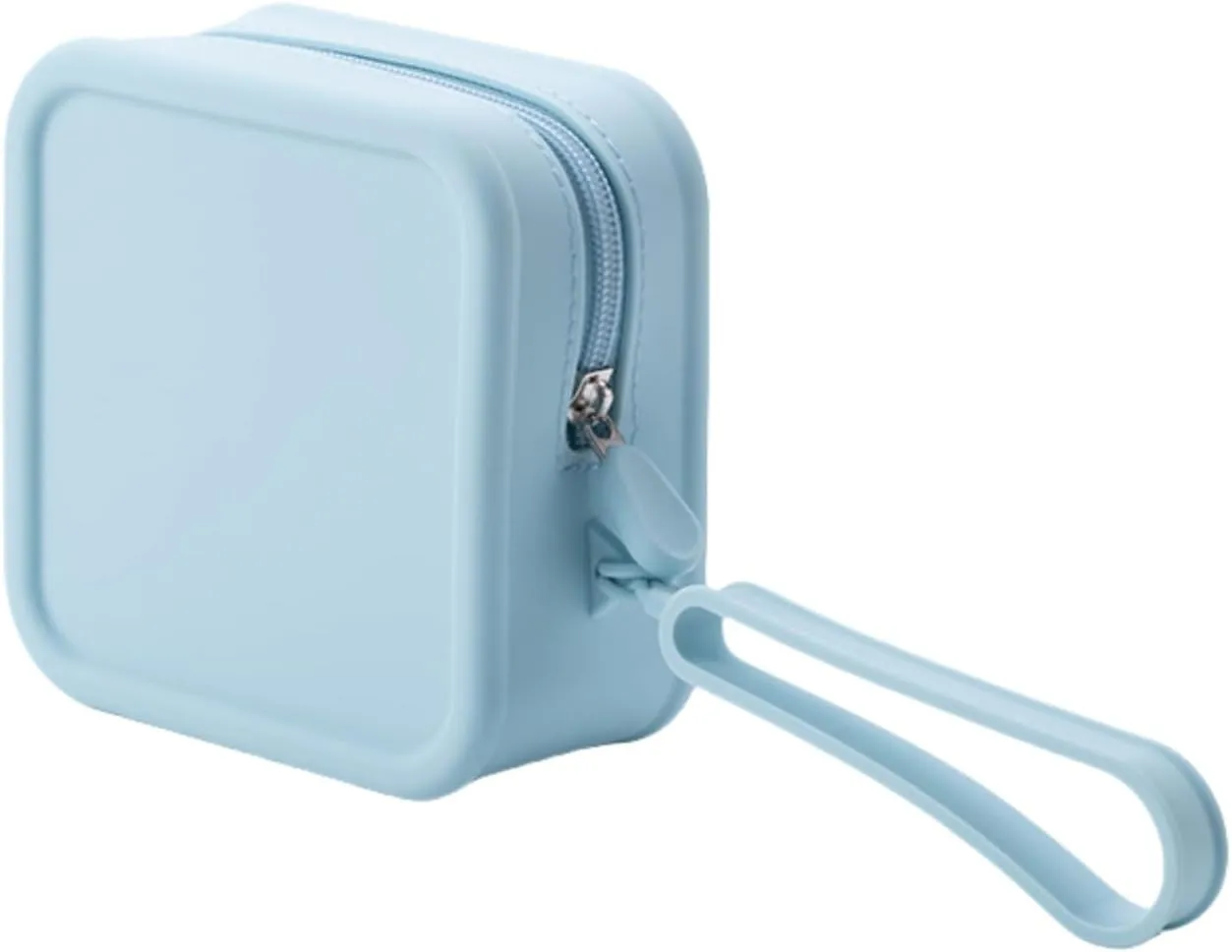 Travel Silicone Makeup Bag Toiletry Bag for Women and Men, Aesthetic Waterproof Cosmetic Pouch (Blue, M)
