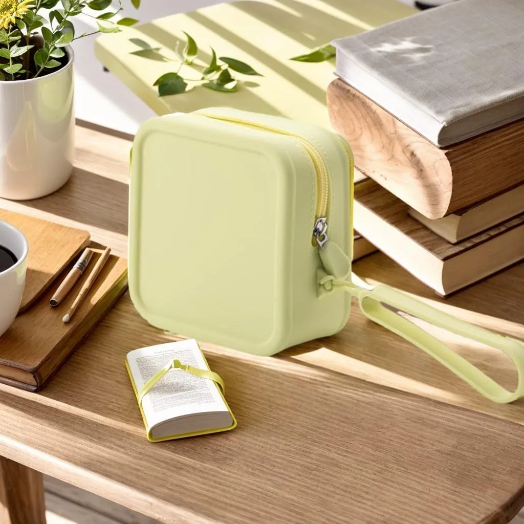 Travel Silicone Makeup Bag Toiletry Bag for Women and Men, Aesthetic Waterproof Cosmetic Pouch (Green, M)