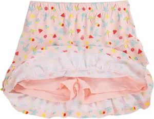 UNACOO 2 Packs 100% Cotton Tiered Ruffle Skirt with Elastic Waistband for Girls