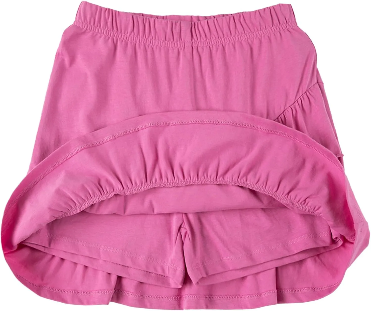 UNACOO 2 Packs 100% Cotton Tiered Ruffle Skirt with Elastic Waistband for Girls