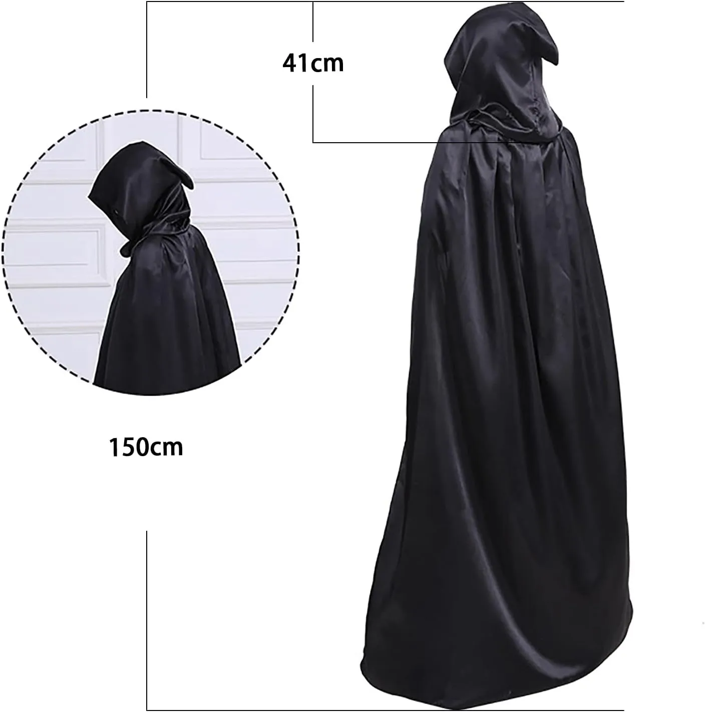 Unisex Adult Halloween Cloak with Hood Long Witch Costume Cosplay Capes Vampire Cloak Robe Vintage Gothic Cape