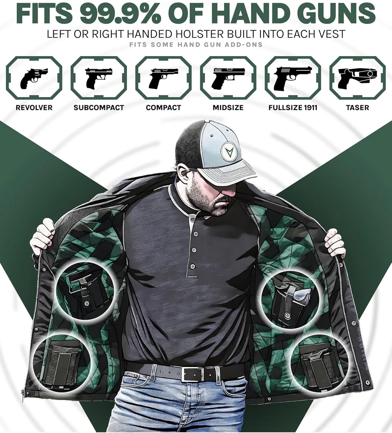 Venado Concealed Carry Vest for Men - Heavy Duty Canvas - Conceal Carry Pockets