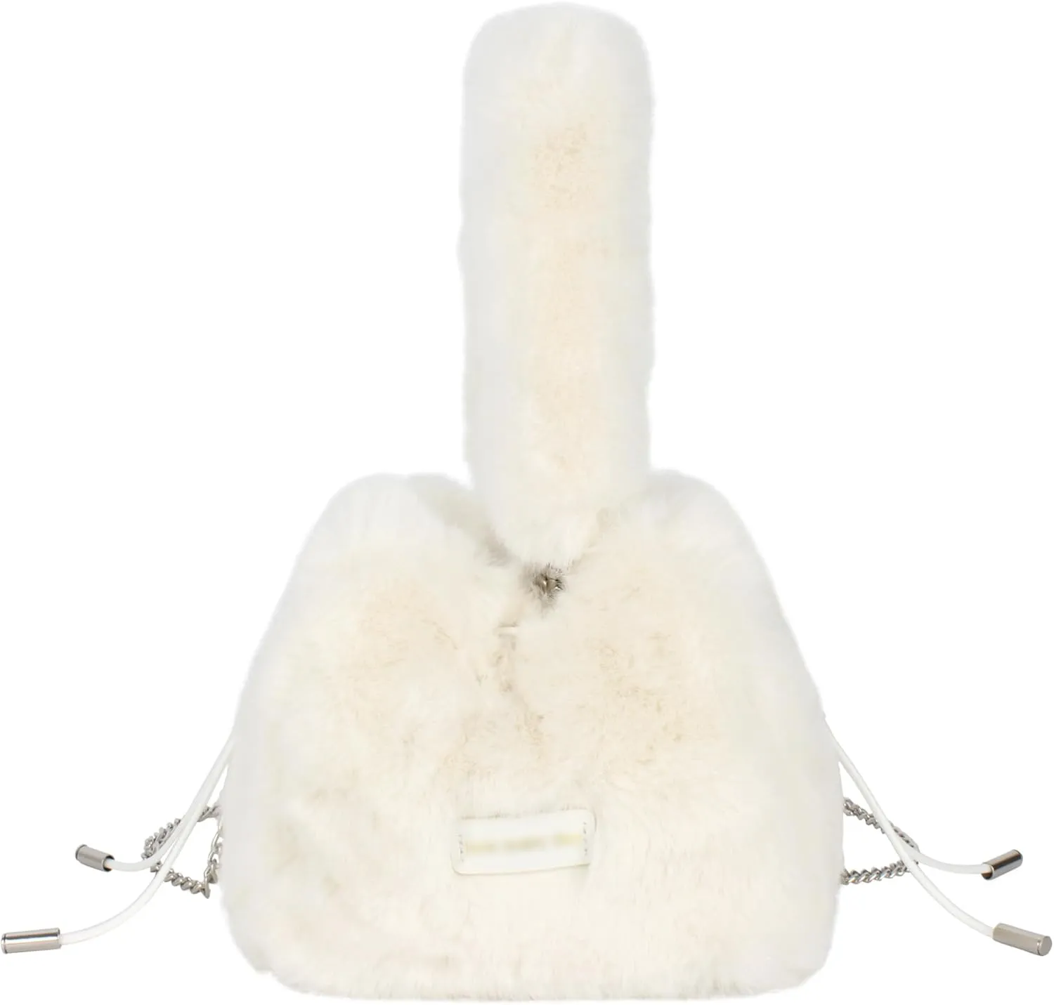 Women Faux Fur Winter Fashion Shoulder Bag Barrel Shape Drawstring Satchel Purse