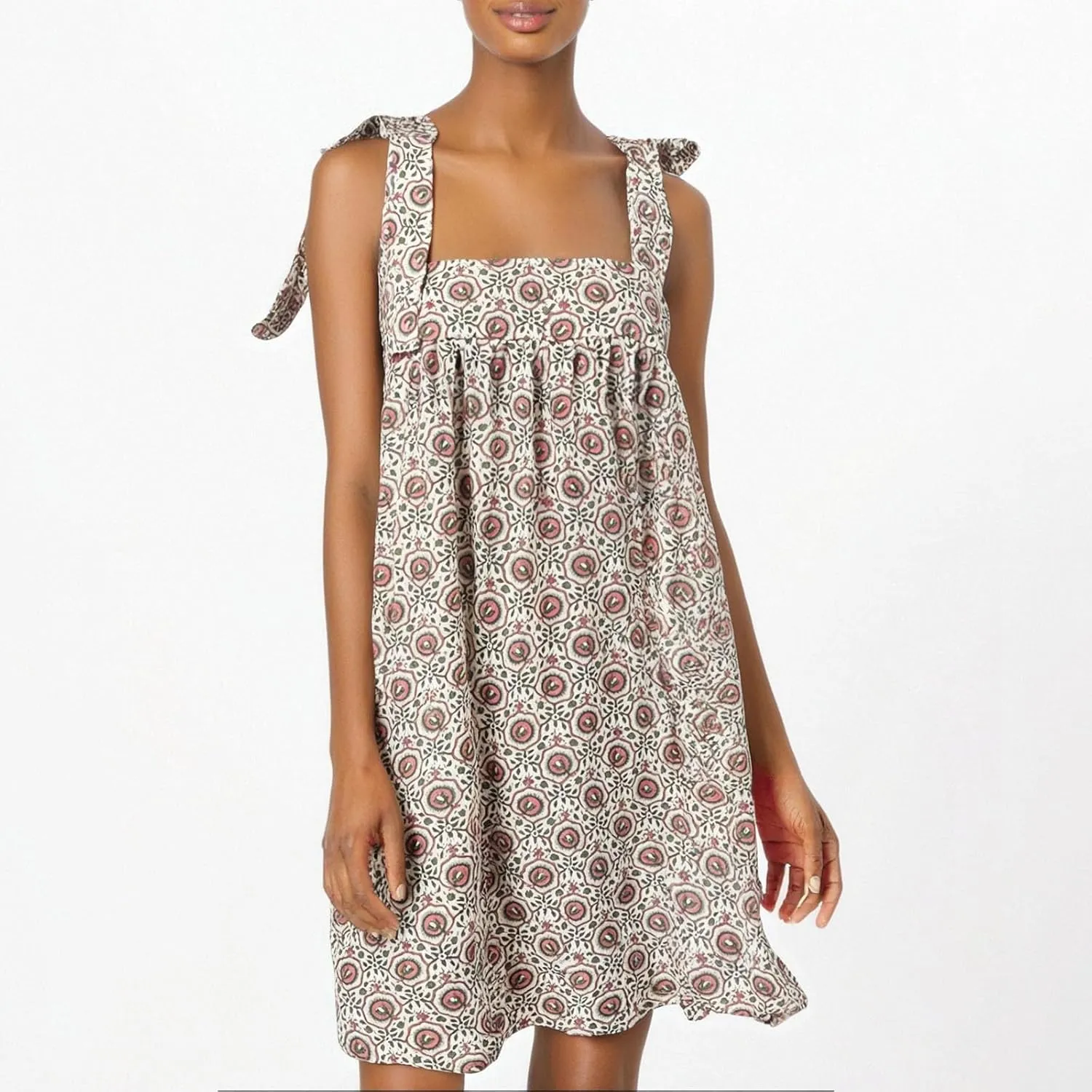 Women Floral Ruffle Hem Babydoll Dress Boho Flowy Tie Mini Dress Y2K Cute Print Short A Line Beach Sundress Streetwear
