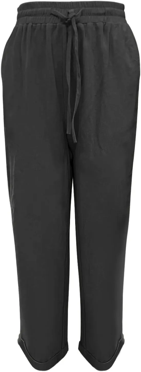 Women Linen Palazzo Pants Winter Satin Sports Jeans with Pockets Fleece Lined Water Resistant