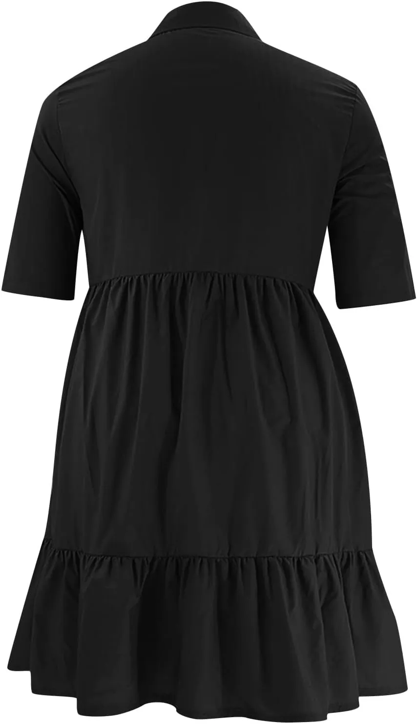 Women Plus Size Summer Dresses Fashion Single Breasted Lapels Short Sleeve Sundress Casual A Line Dresses