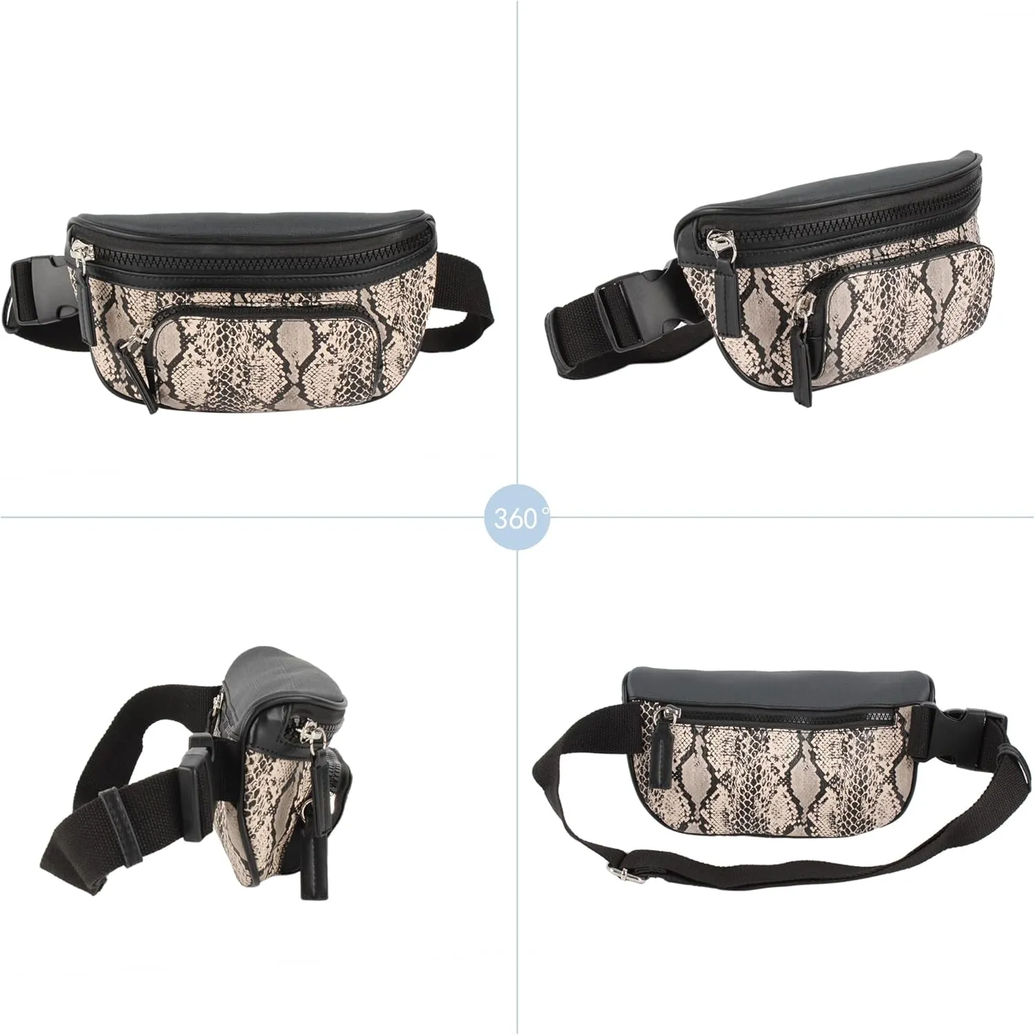 Women Rivet Studded Zipper Pocket Shoulder Purse Faux Leather Waist Packs Rave Chest Bag Festival Fanny Bag Purse Green, 07093 Khaki