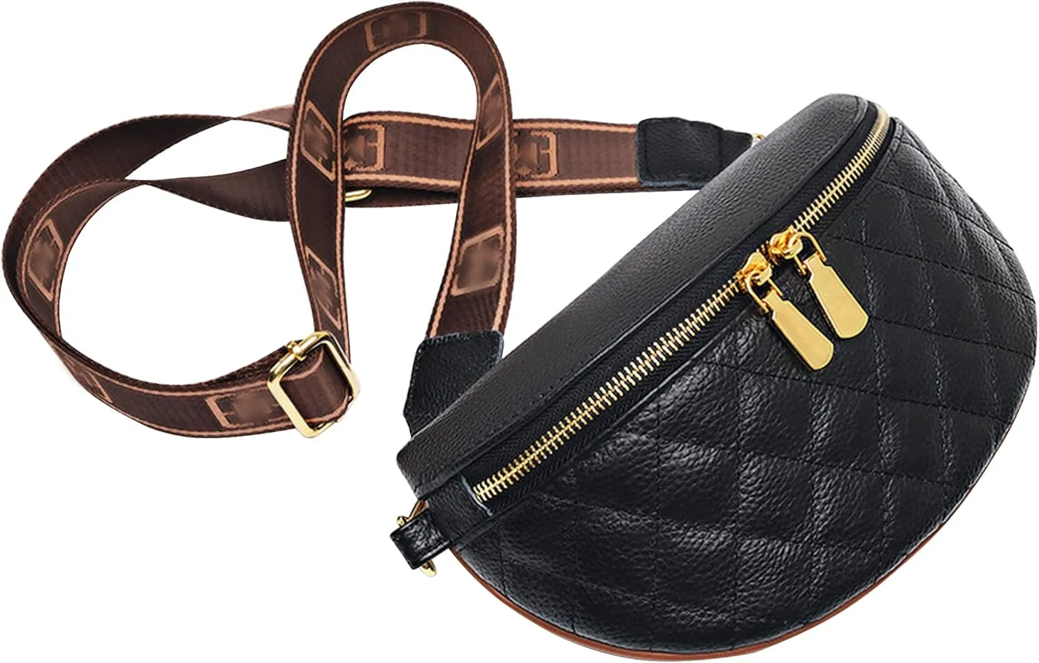 Women Rivet Studded Zipper Pocket Shoulder Purse Faux Leather Waist Packs Rave Chest Bag Festival Fanny Bag Purse Green, 07103 Black