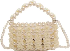 Women Tote Bag Sweet Pearl Crossbody Bag Beads Evening Bags Party Wedding Rose Handbag Female Clutch