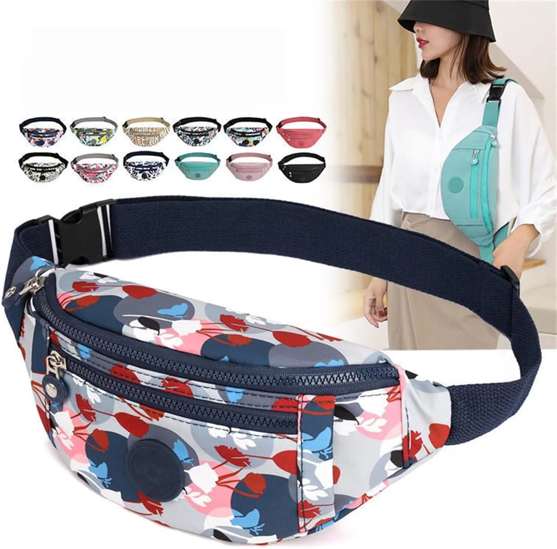 Women Waist Belt Bag Purse Hip Pouch Travel Sport Bum, Fashion Waist Belt Pack Bags Crossbody Pouch Money Shoulder Purse (F)