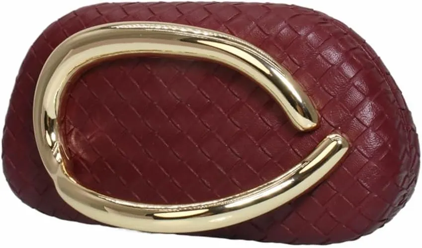 Women Woven PU Leather Clutch Box Metal Handle Evening Bag Trendy Leather Handbag Weave Shoulder Purse for Causal