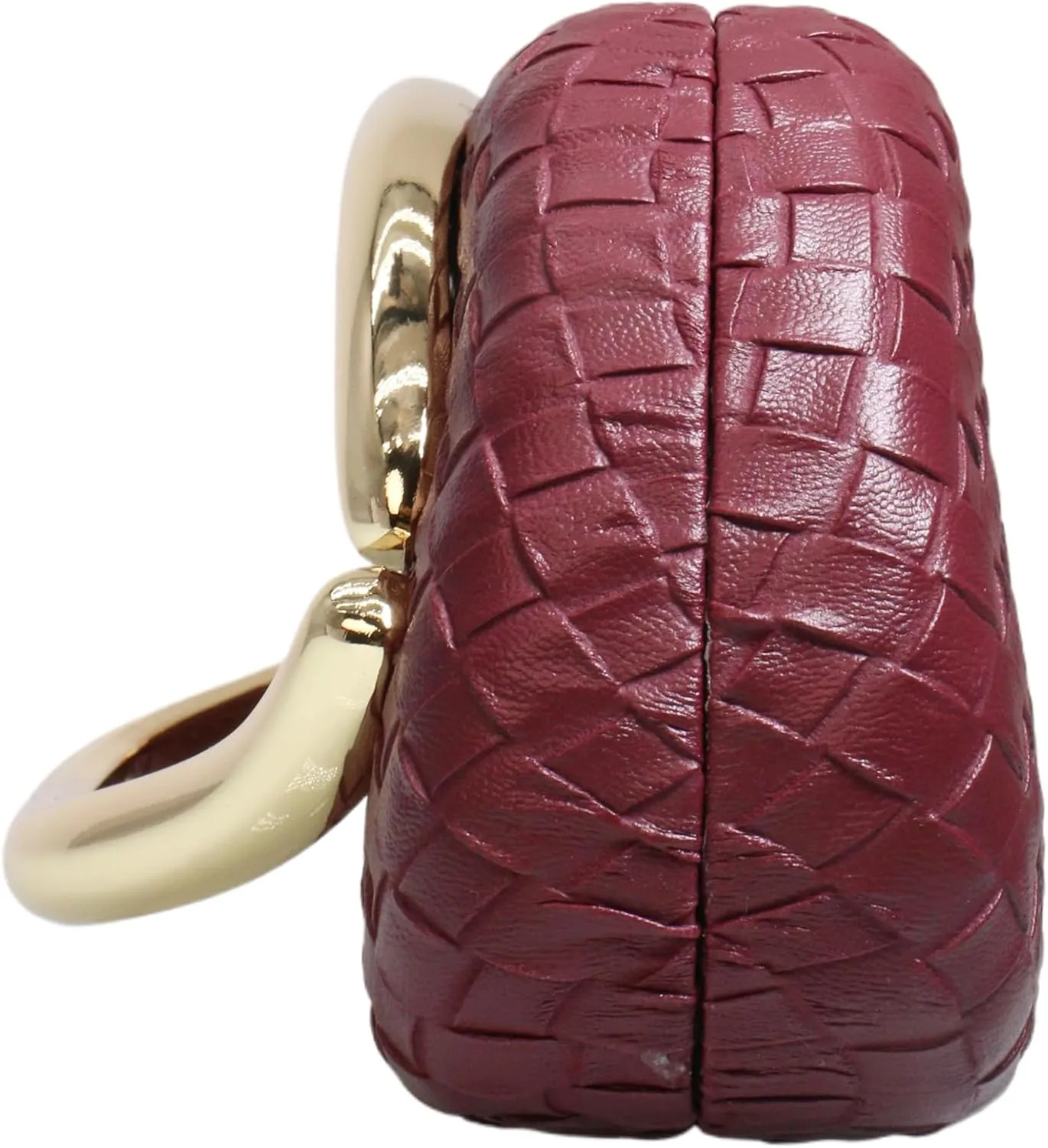Women Woven PU Leather Clutch Box Metal Handle Evening Bag Trendy Leather Handbag Weave Shoulder Purse for Causal