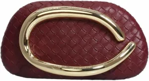 Women Woven PU Leather Clutch Box Metal Handle Evening Bag Trendy Leather Handbag Weave Shoulder Purse for Causal