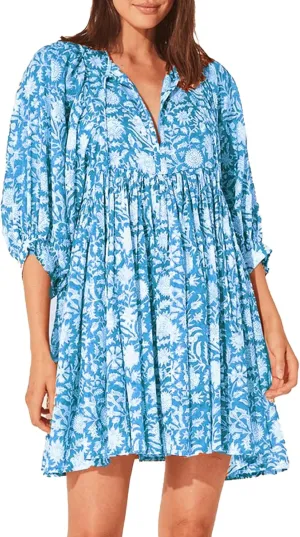Womens Boho Floral Short Dress: Summer Cute Puff Sleeve - Casual V Neck A Line Tops - Flowy Mini Garden Sun Dress 2415