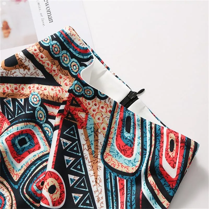 Women's Casual Knee Length Skorts Skirts Marble Print High Waist Hip Wrap Split Long Skirt for Women