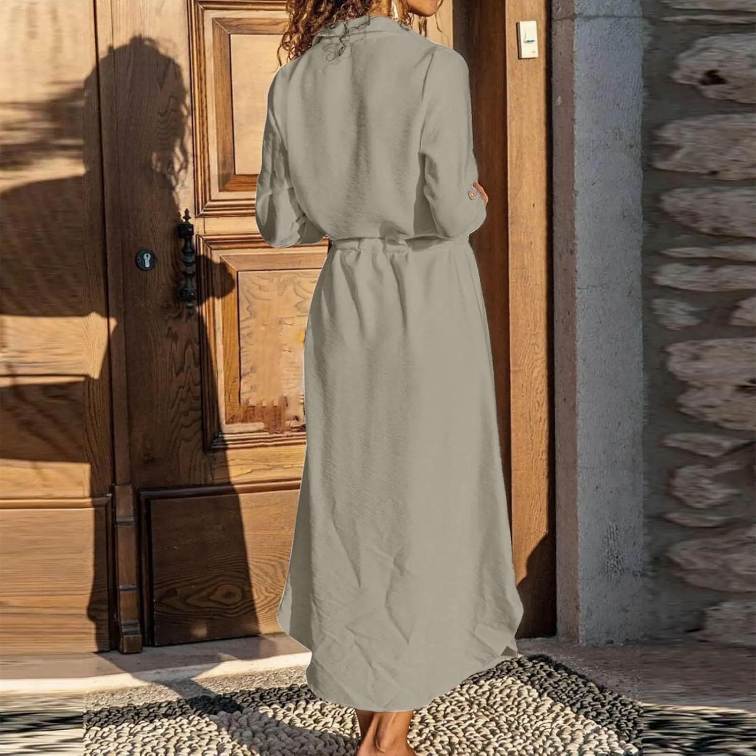 Womens Dress Summer Casual Short Sleeve Button Down Shirt Dresses Beach Cover Up Sundress with Pockets