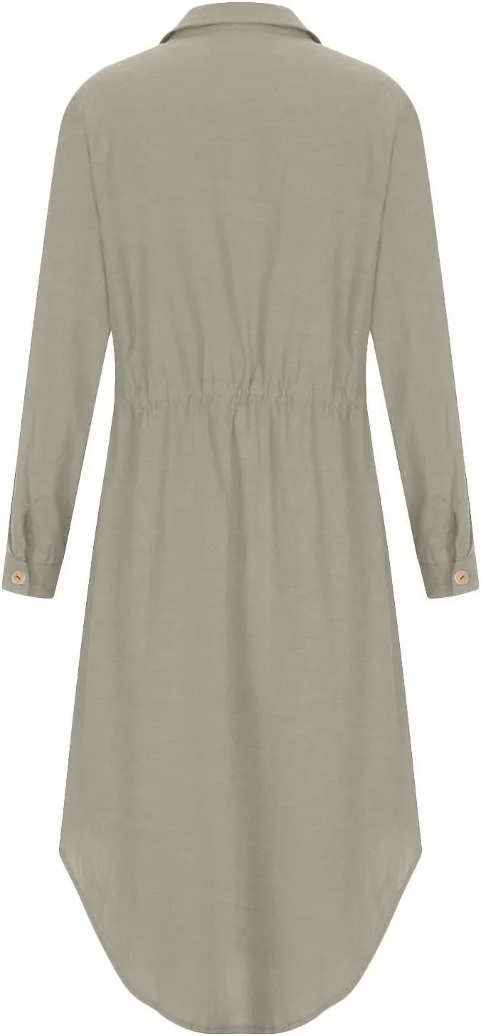 Womens Dress Summer Casual Short Sleeve Button Down Shirt Dresses Beach Cover Up Sundress with Pockets