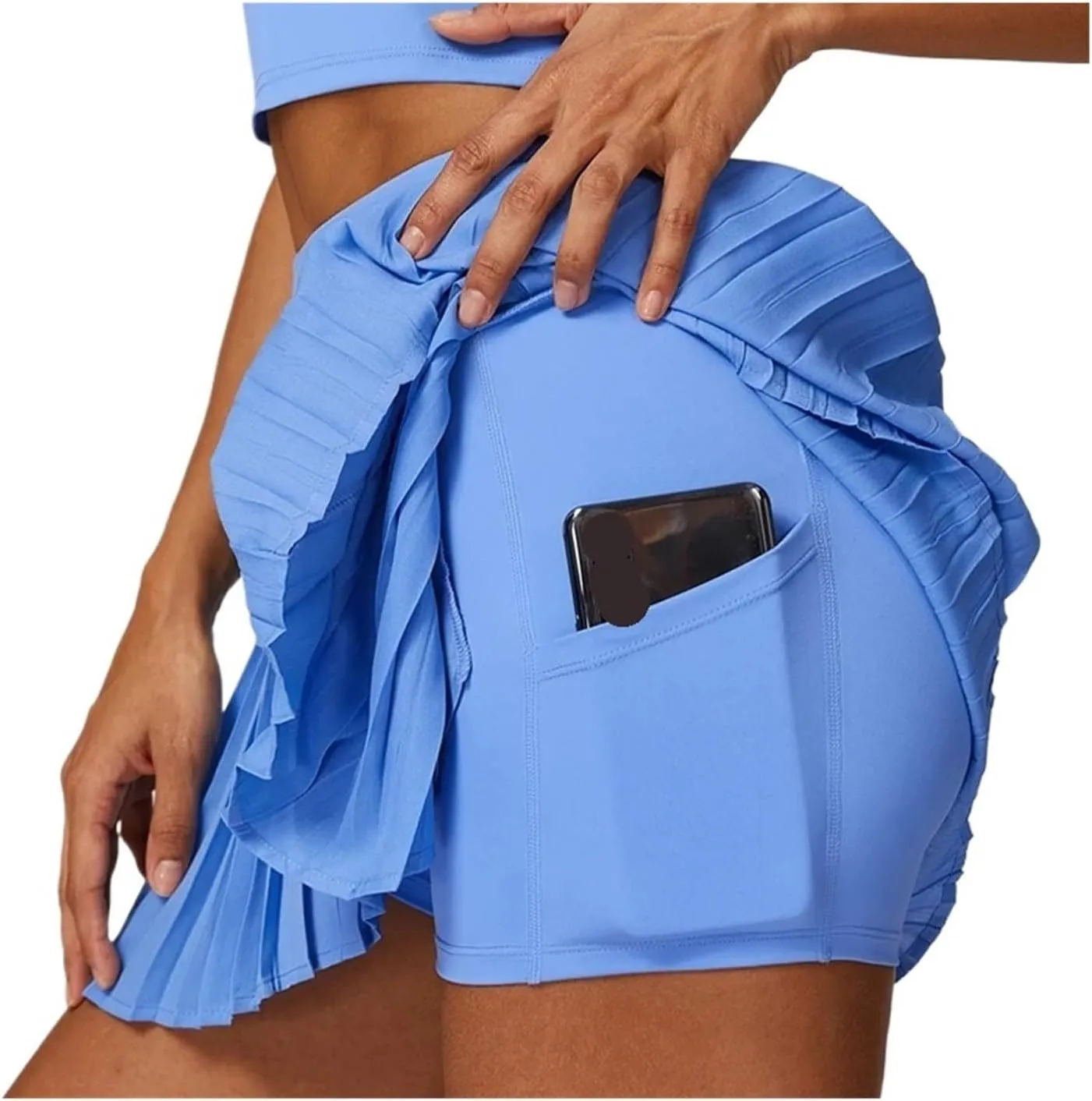 Women's High Waisted Pleated Tennis Skirts with Pockets Tummy Control Casual Liner Skorts Workout Golf Skirts