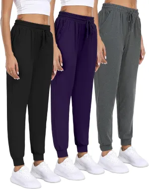 Women's Joggers with Pockets,Women Sweatpants for Loung Yoga Workout Running Casual Pants 3PACK