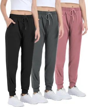 Women's Joggers with Pockets,Women Sweatpants for Loung Yoga Workout Running Casual Pants 3PACK