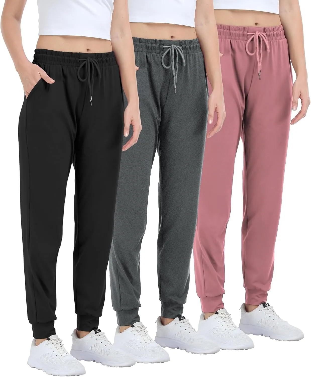 Women's Joggers with Pockets,Women Sweatpants for Loung Yoga Workout Running Casual Pants 3PACK
