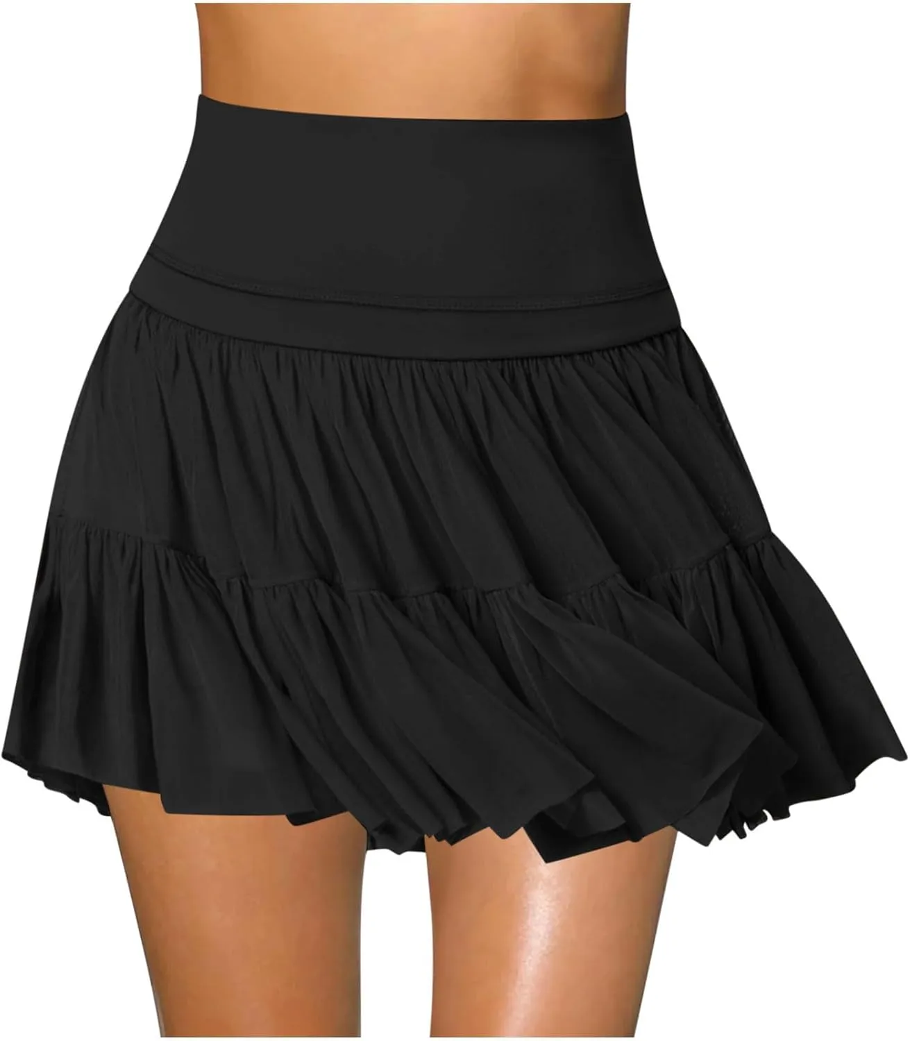 Womens Mini Skirt Flowy Pleated High Waisted Skort Ruffle Tennis Skirts Athletic Skater Golf Skirts with Shorts Pockets