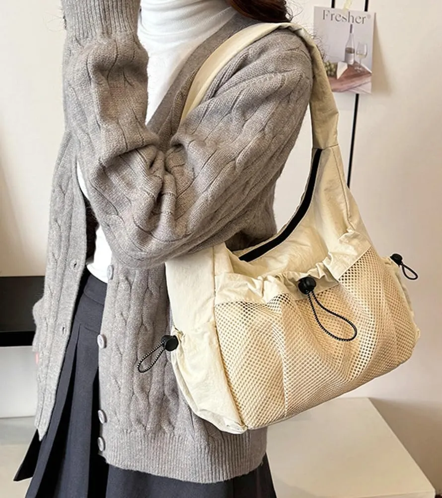 Womens Nylon Shoulder Bag Purse 2025 Trendy Lightweight Hobo Bag Soft Large Commute Tote Handbags for Travel Vacation