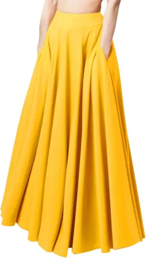 Womens Pleated Midi Skirt,High Waist Swing Boho Casual Pleated Skirt Holiday Beach Elastic A-line Long Skirts