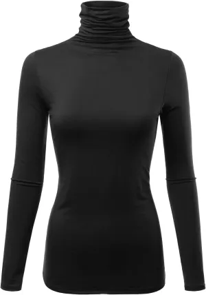 Womens Premium Long Sleeve Turtleneck Lightweight Pullover Top Sweater (S-3X, Made in USA)