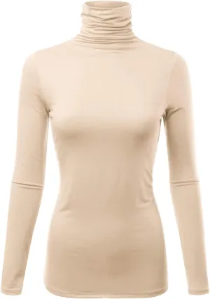 Womens Premium Long Sleeve Turtleneck Lightweight Pullover Top Sweater (S-3X, Made in USA)
