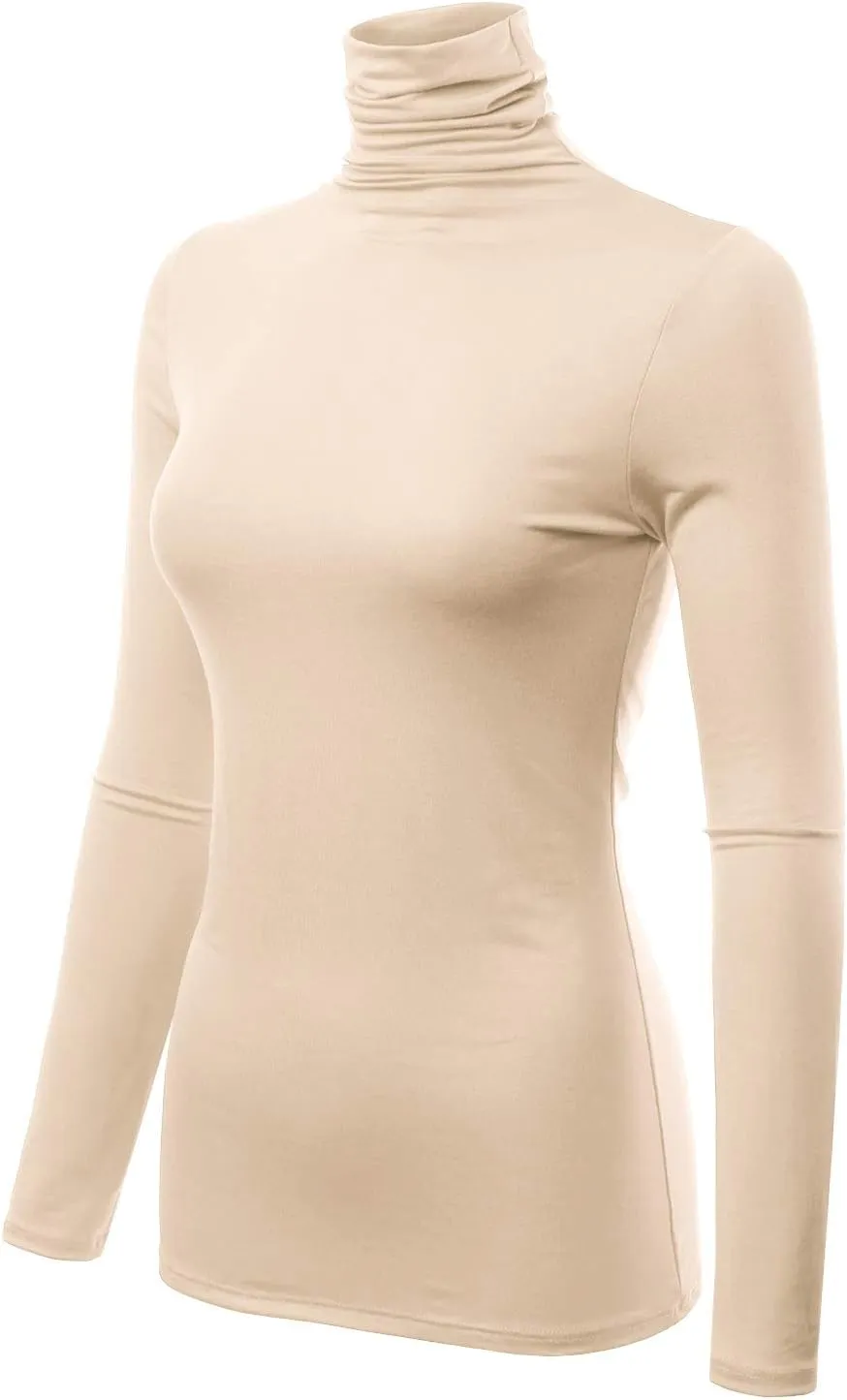 Womens Premium Long Sleeve Turtleneck Lightweight Pullover Top Sweater (S-3X, Made in USA)