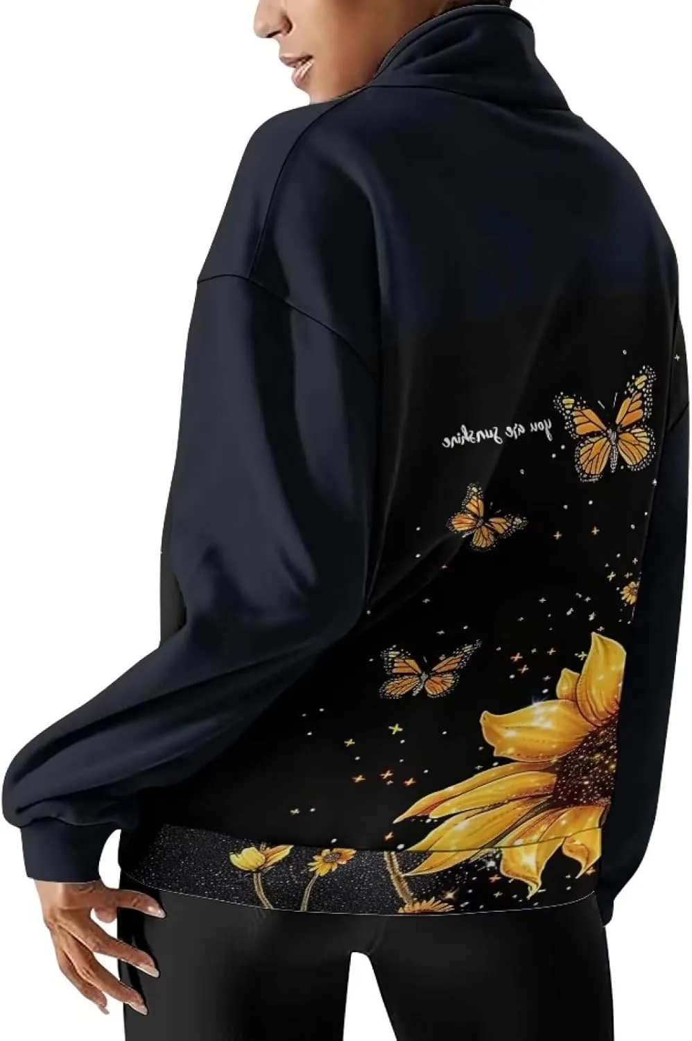 Womens Quarter Zip Sweatshirt for Women Loose Fit Hoodie S-3XL