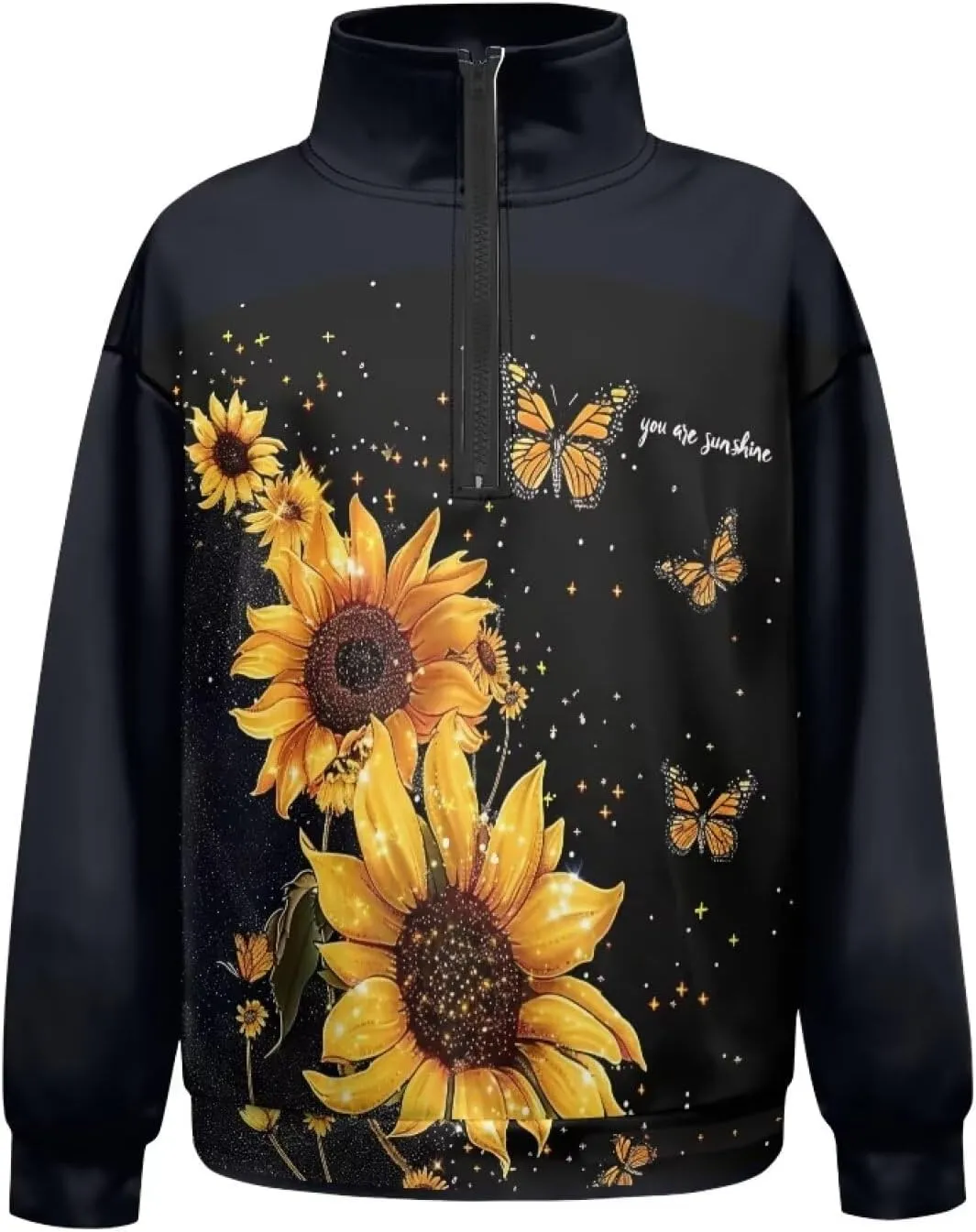 Womens Quarter Zip Sweatshirt for Women Loose Fit Hoodie S-3XL