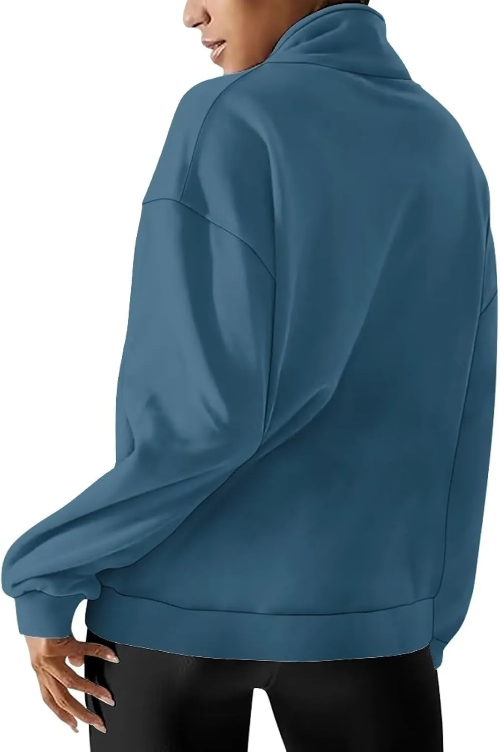 Womens Quarter Zip Sweatshirt for Women Loose Fit Hoodie S-3XL