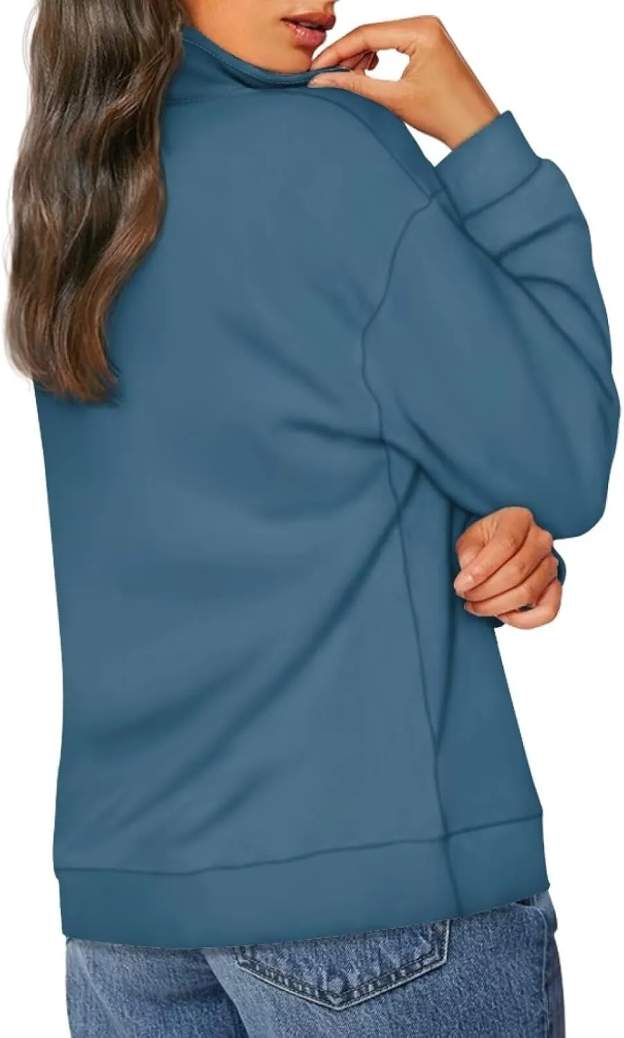 Womens Quarter Zip Sweatshirt for Women Loose Fit Hoodie S-3XL