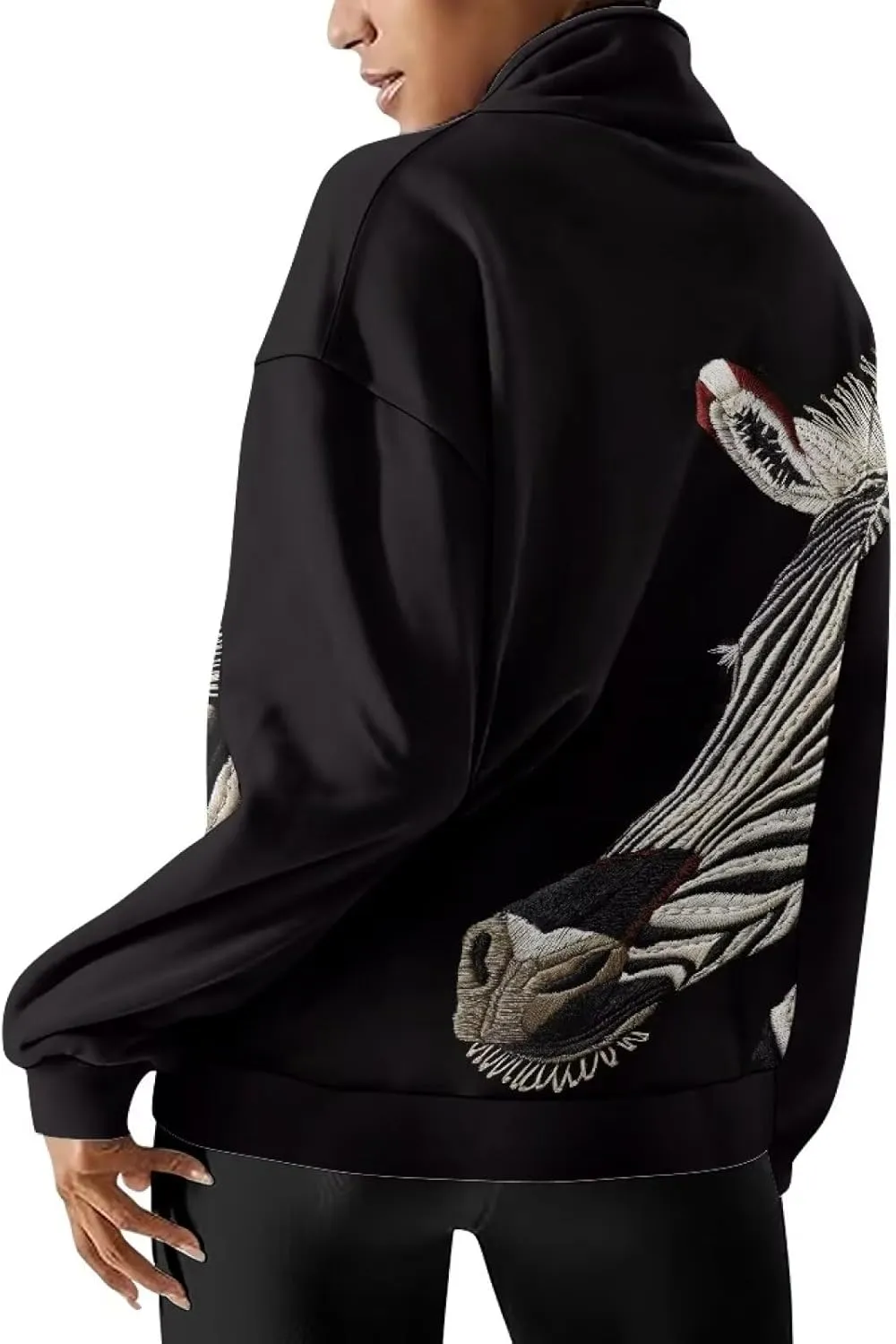 Womens Quarter Zip Sweatshirt for Women Loose Fit Hoodie S-3XL