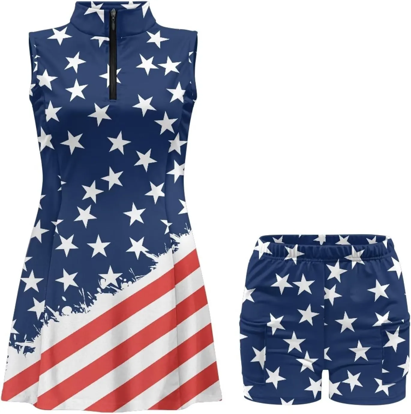 Womens Sleeveless Golf Tennis Dresses with ShortsPockets - Quick Drying Tennis Outfits for Workout Exercise