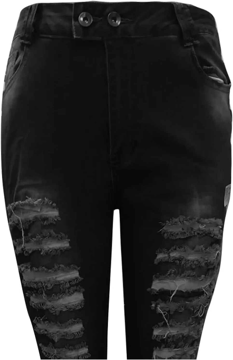 Women's Stretch Denim Pants Plus Size Slim Destroyed Trousers Casual High Waist Skinny Ripped Jeans
