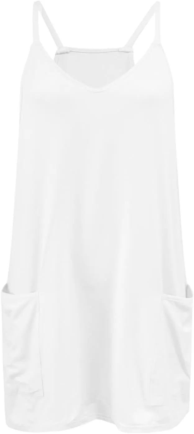 Womens Tennis Dress Workout Mini Dress with Shorts Sleeveless Spaghetti Straps Golf Athletic Dresses 2025