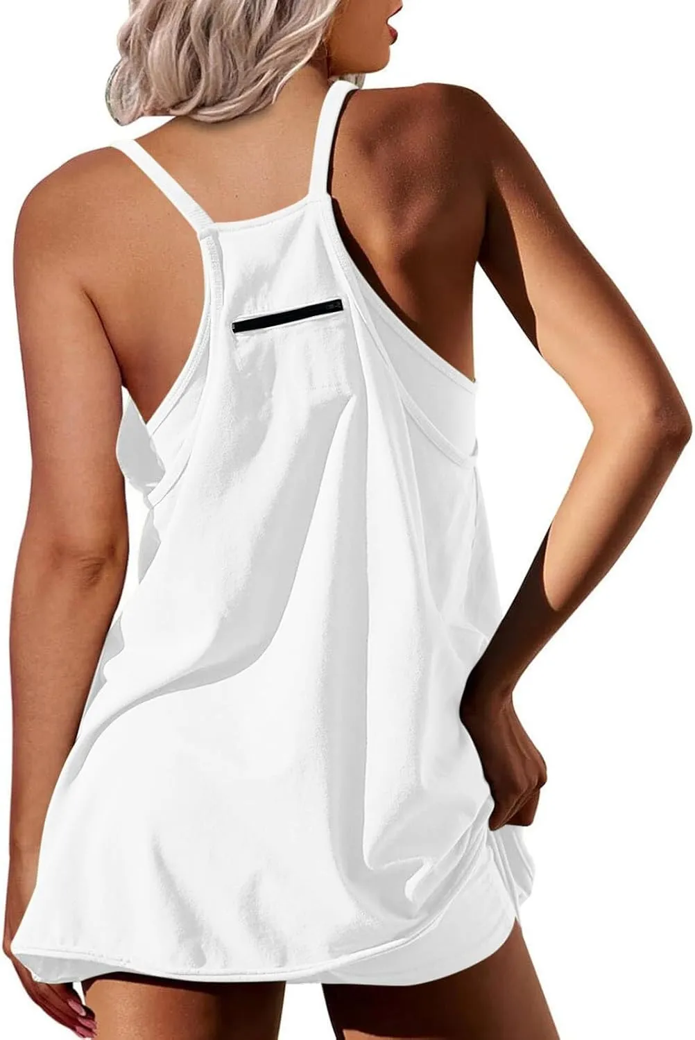 Womens Tennis Dress Workout Mini Dress with Shorts Sleeveless Spaghetti Straps Golf Athletic Dresses 2025
