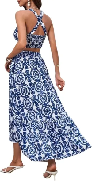womens two piece outfits summer Embroidery Camisole Vest And Skirt Set