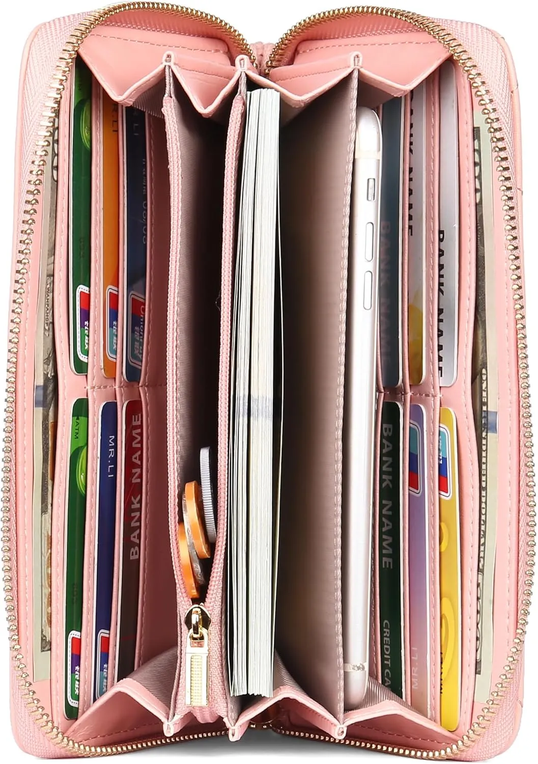 Women's Wallets Large Capacity RFID Blocking Multi Card Case Leather Clutch Wallet Mini Purse Ladies Credit Card Phone Holder Wristlet Wallet