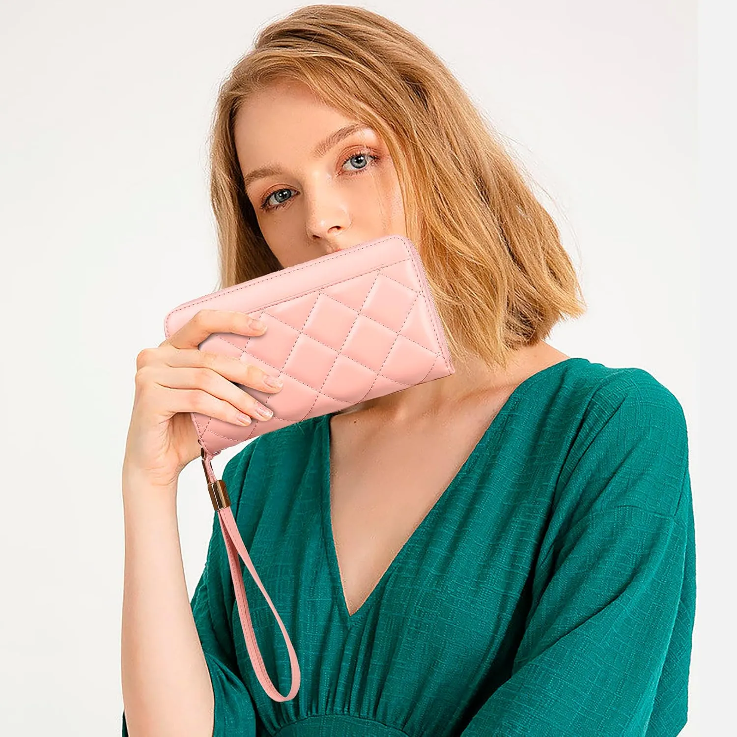 Women's Wallets Large Capacity RFID Blocking Multi Card Case Leather Clutch Wallet Mini Purse Ladies Credit Card Phone Holder Wristlet Wallet