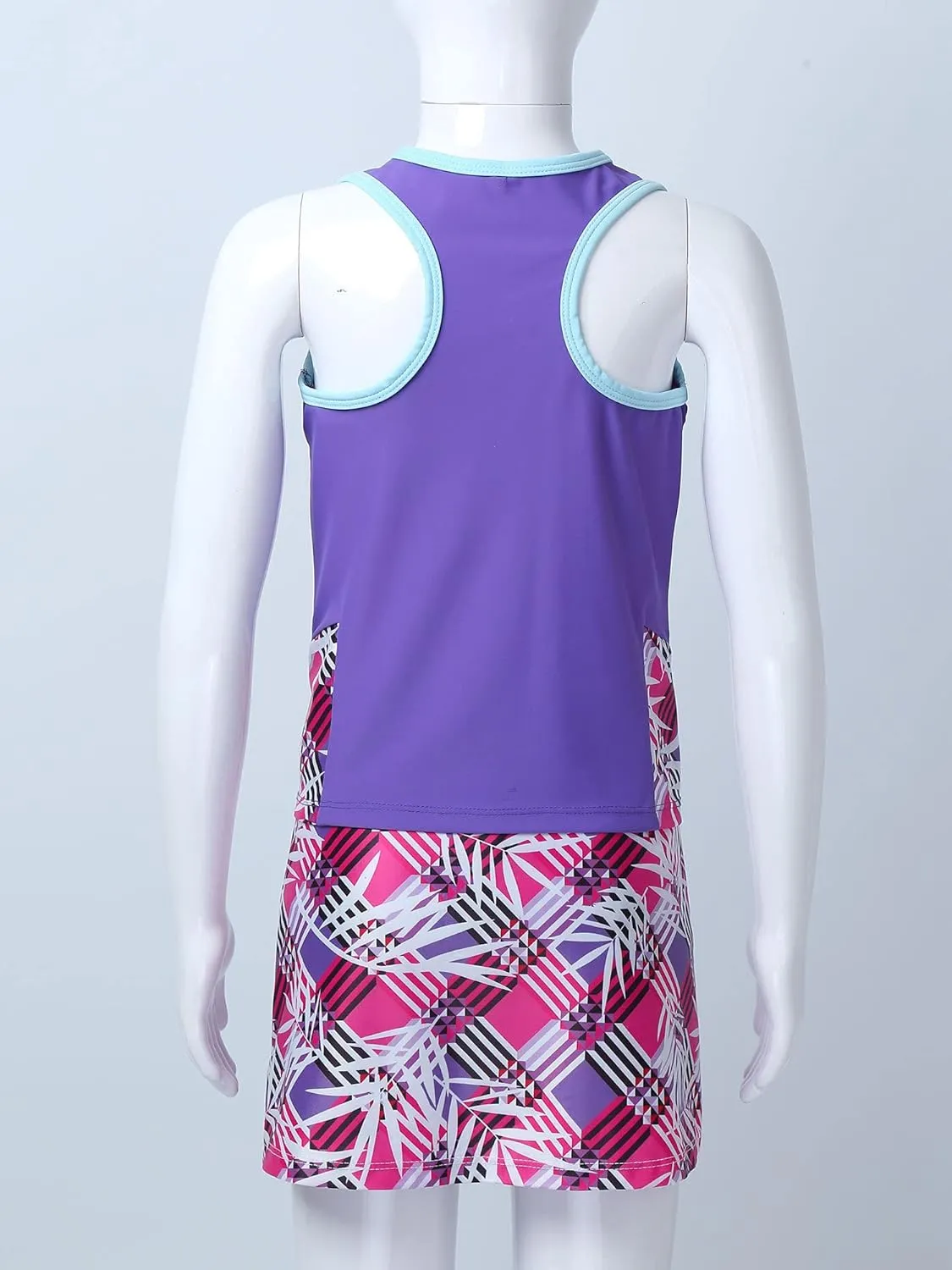 YEAHDOR Kids Girls 2 Pieces Tennis Golf Dress Set with Shorts Racerback Tank Tops and Tennis Skirt Skorts Tracksuit Set