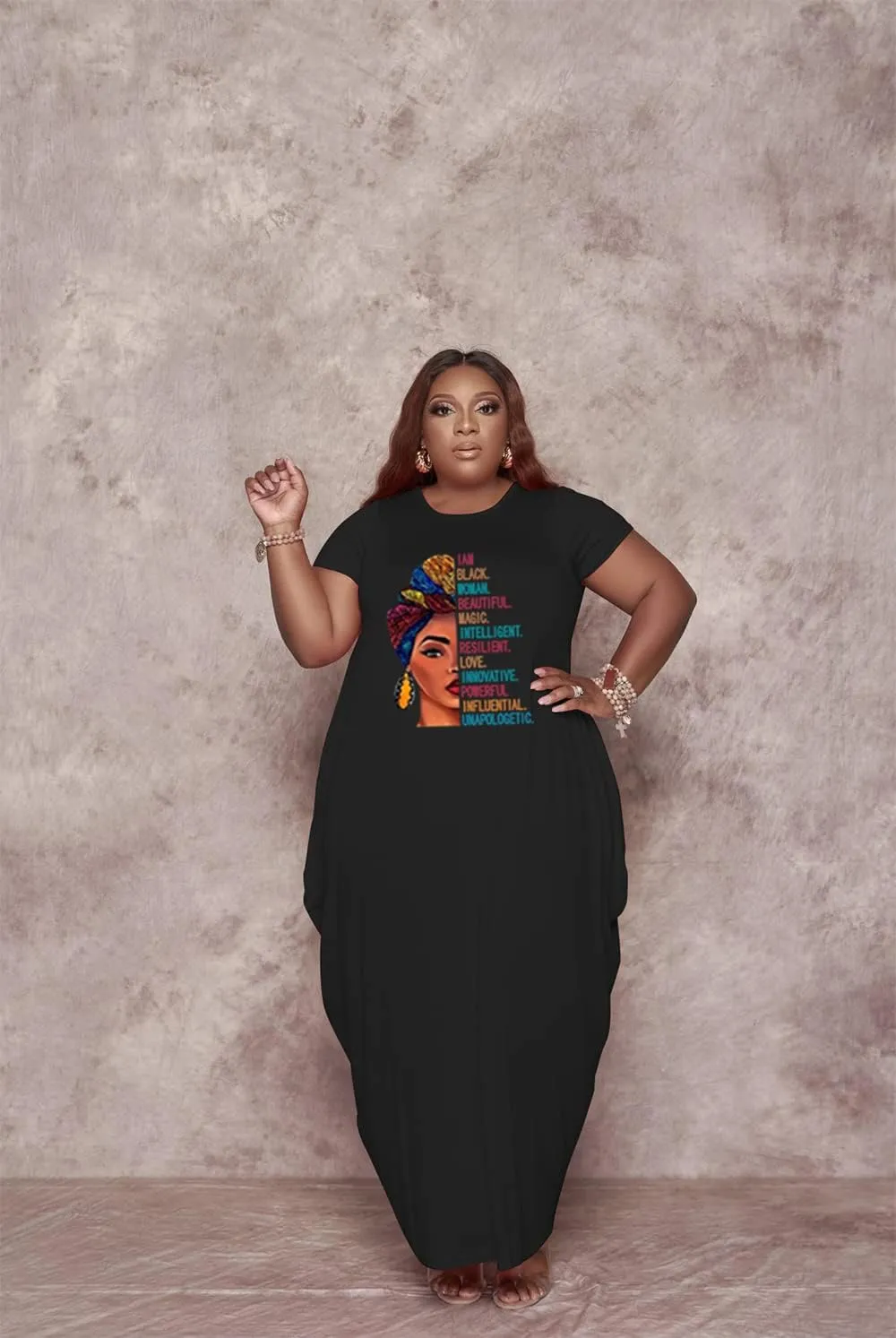 YeGine Oversize Tshirt Dress Plus Size Short Sleeve Maxi Dress with Pockets
