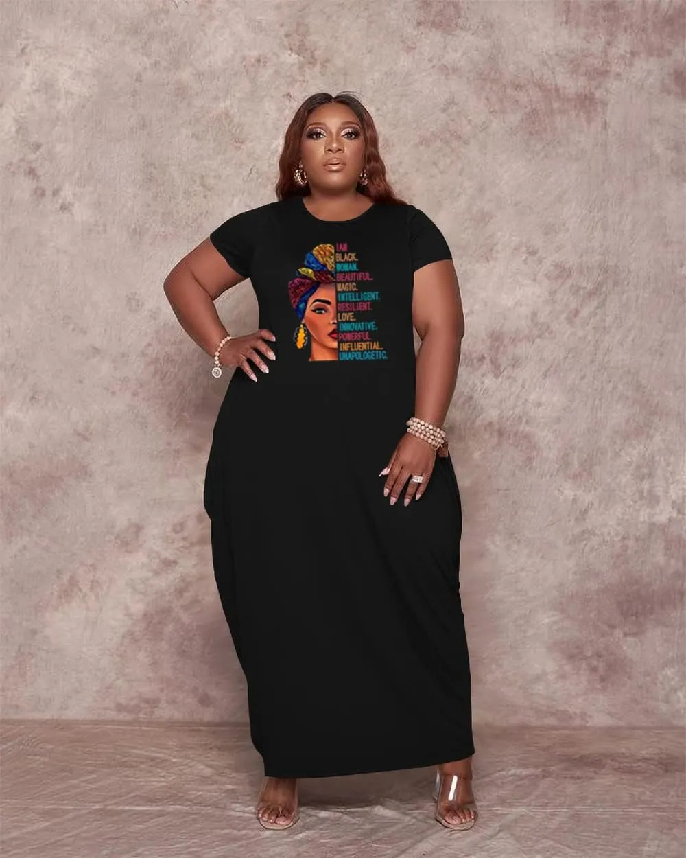 YeGine Oversize Tshirt Dress Plus Size Short Sleeve Maxi Dress with Pockets
